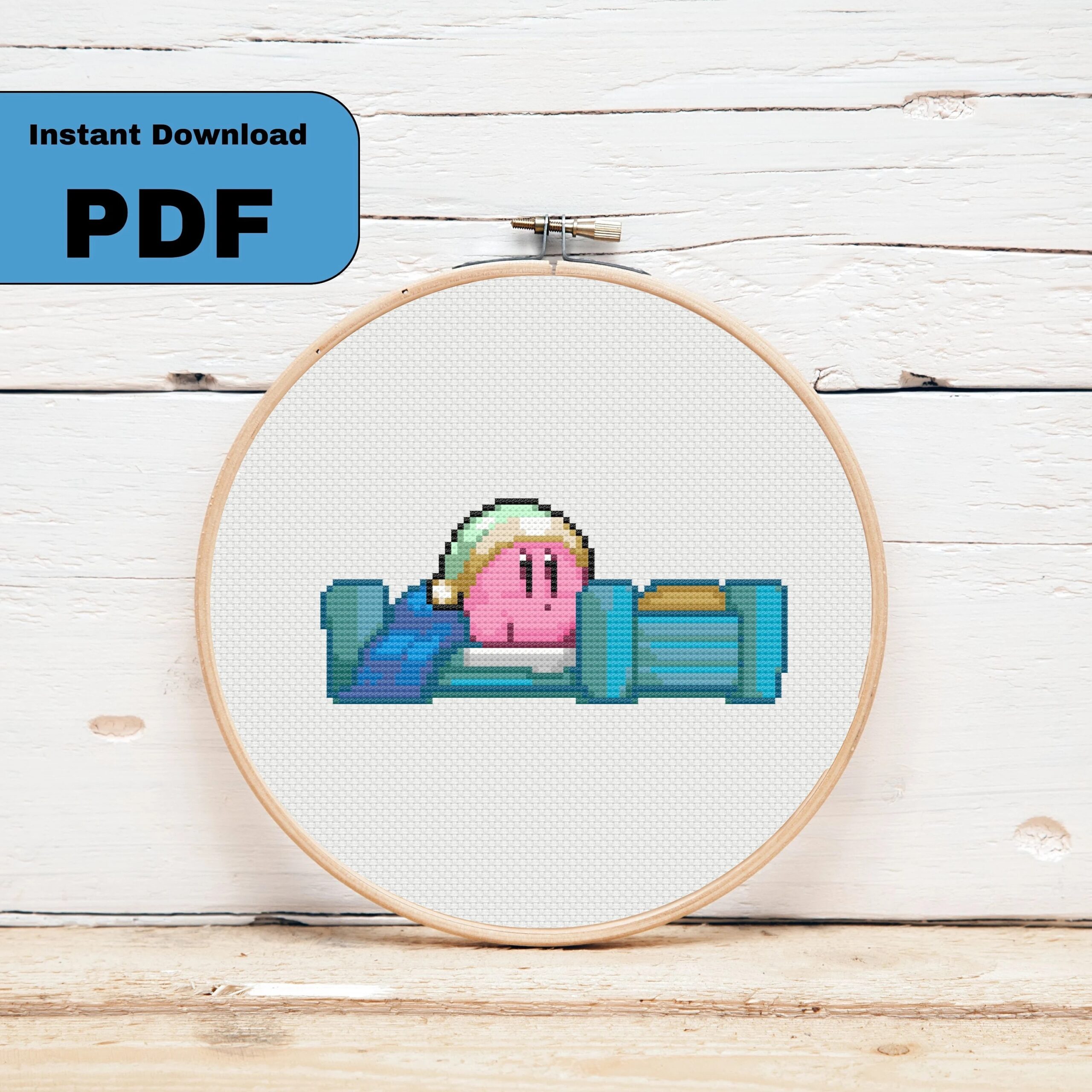 Kirby Bed Time Cross Stitch Downloadable Pattern